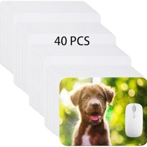 Nicunom 40 Pcs Sublimation Mouse Pad Blanks, Heat Press Printing Crafts Mousepads 3mm Thick DIY Custom Mouse Pads Anti-Slip Rubber Mouse Mat for Office Laptop Computer Gaming